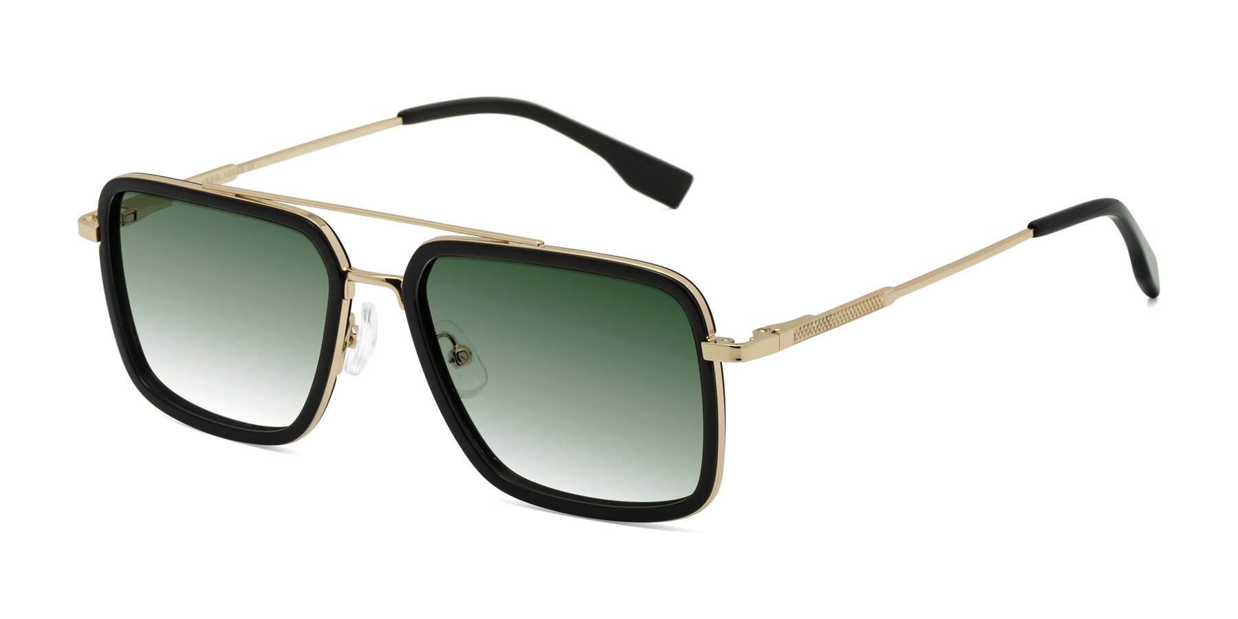 Angle of Tulip in Black-Gold with Green Gradient Lenses