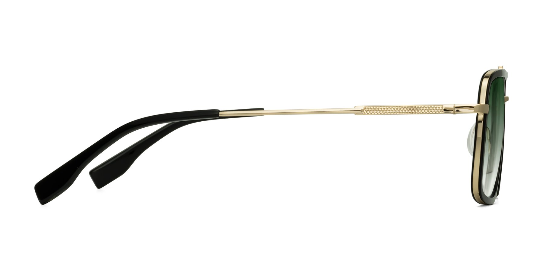 Side of Tulip in Black-Gold with Green Gradient Lenses