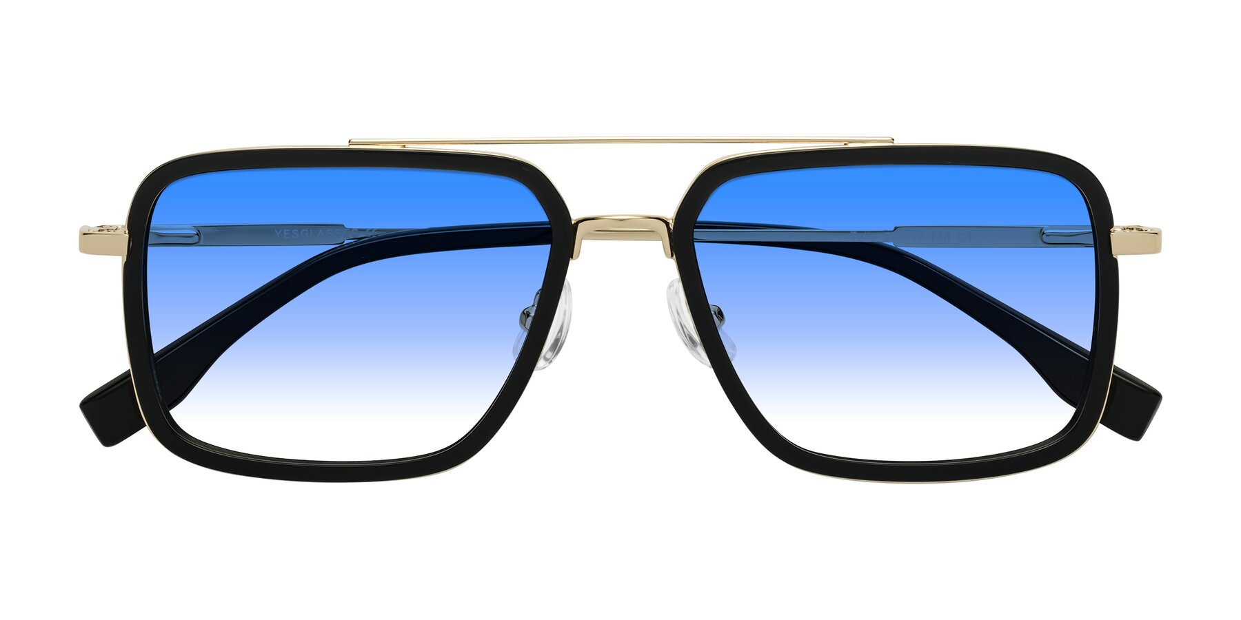 Folded Front of Tulip in Black-Gold with Blue Gradient Lenses