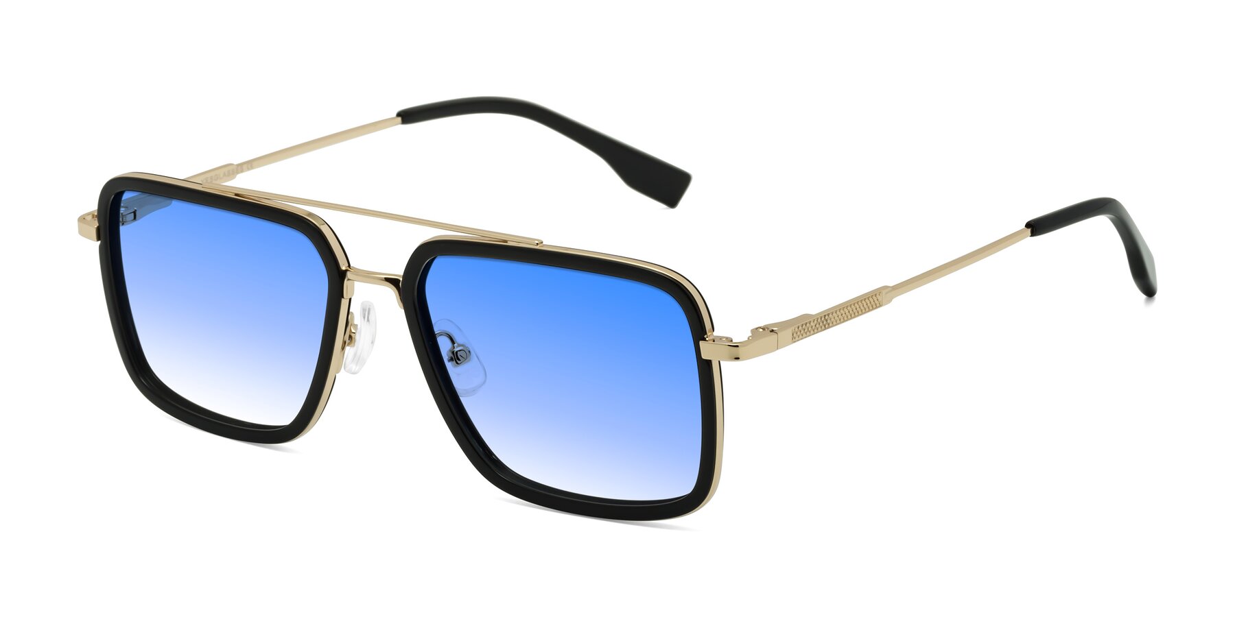 Angle of Tulip in Black-Gold with Blue Gradient Lenses