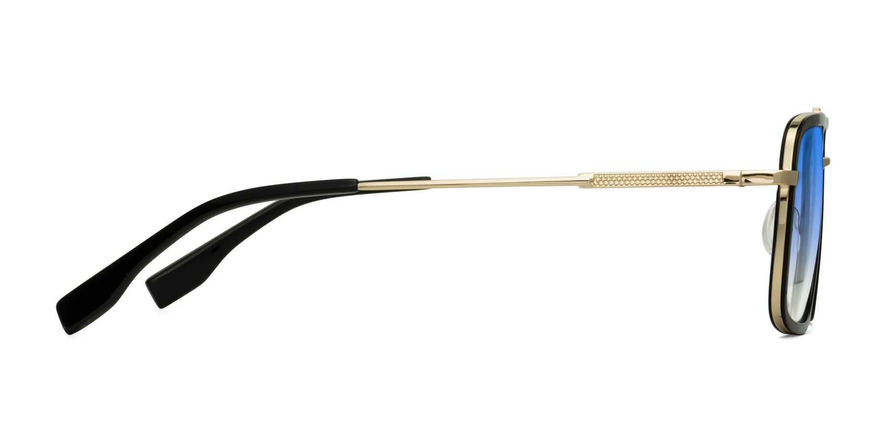 Side of Tulip in Black-Gold with Blue Gradient Lenses