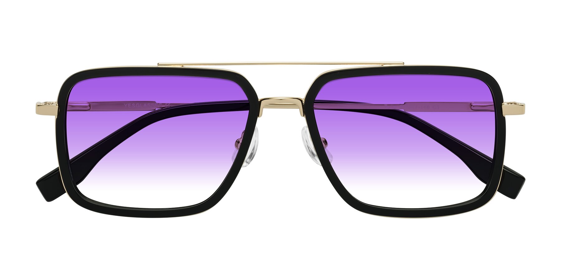 Folded Front of Tulip in Black-Gold with Purple Gradient Lenses