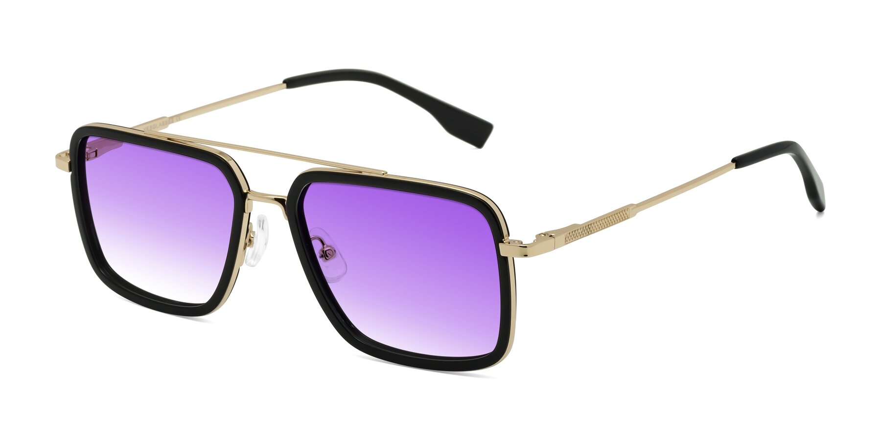 Angle of Tulip in Black-Gold with Purple Gradient Lenses