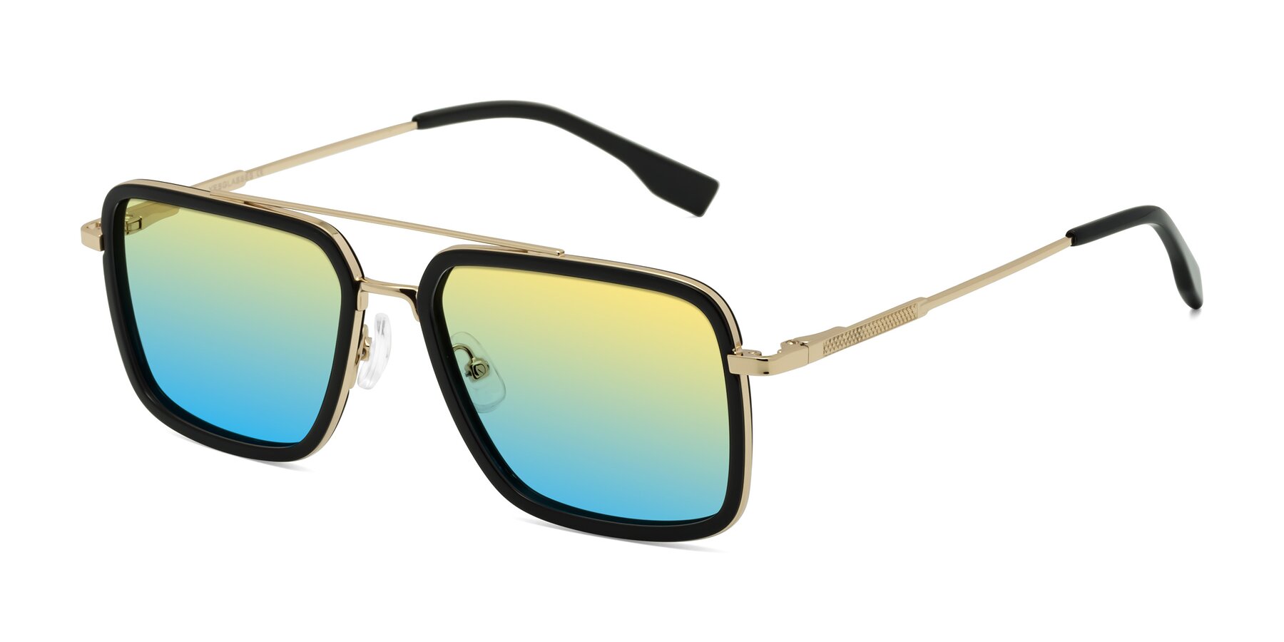 Angle of Tulip in Black-Gold with Yellow / Blue Gradient Lenses