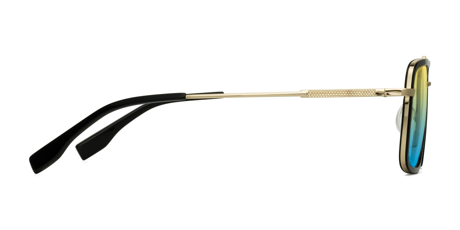 Side of Tulip in Black-Gold with Yellow / Blue Gradient Lenses