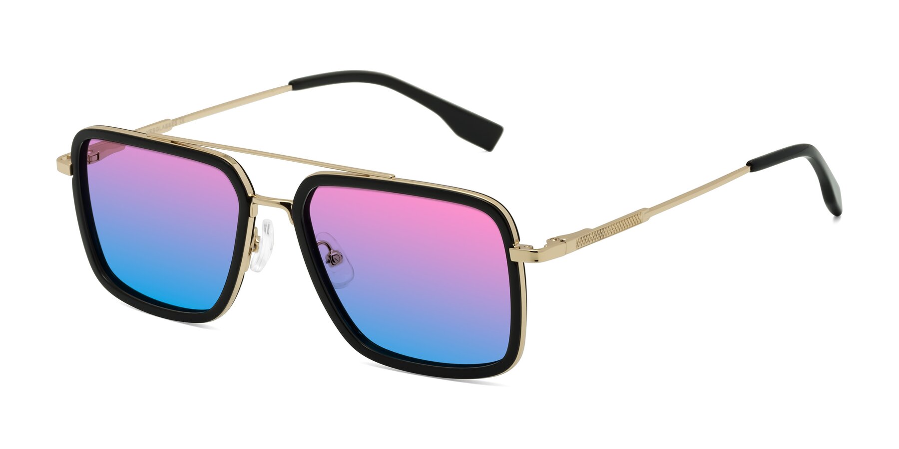 Angle of Tulip in Black-Gold with Pink / Blue Gradient Lenses