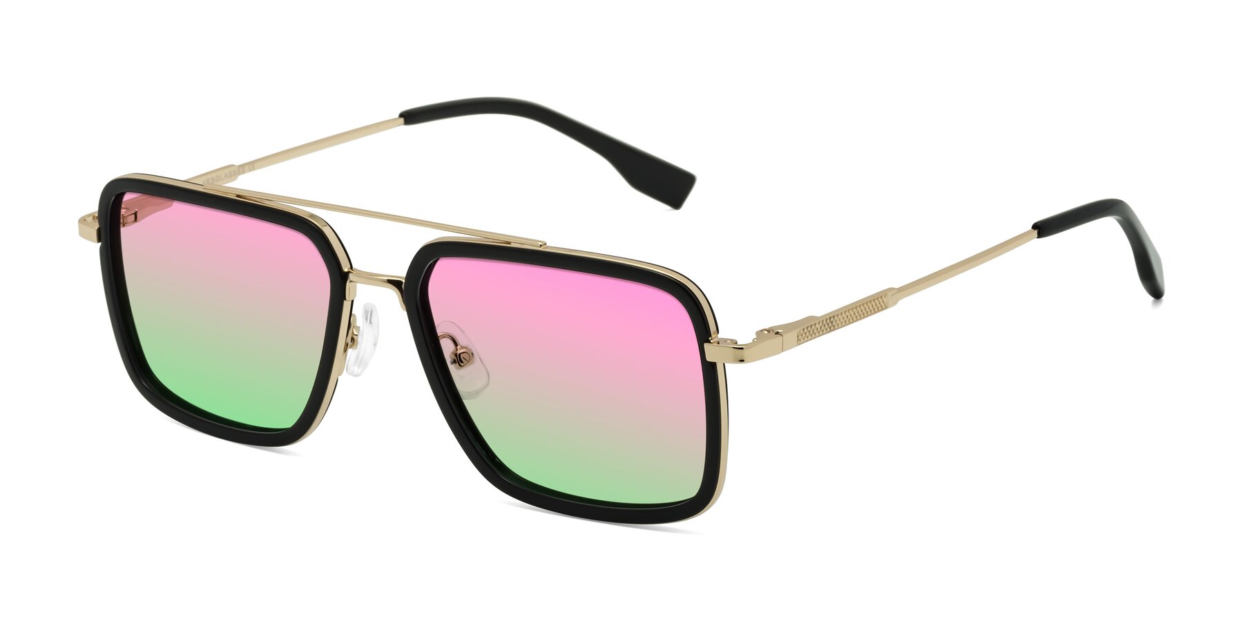 Angle of Tulip in Black-Gold with Pink / Green Gradient Lenses