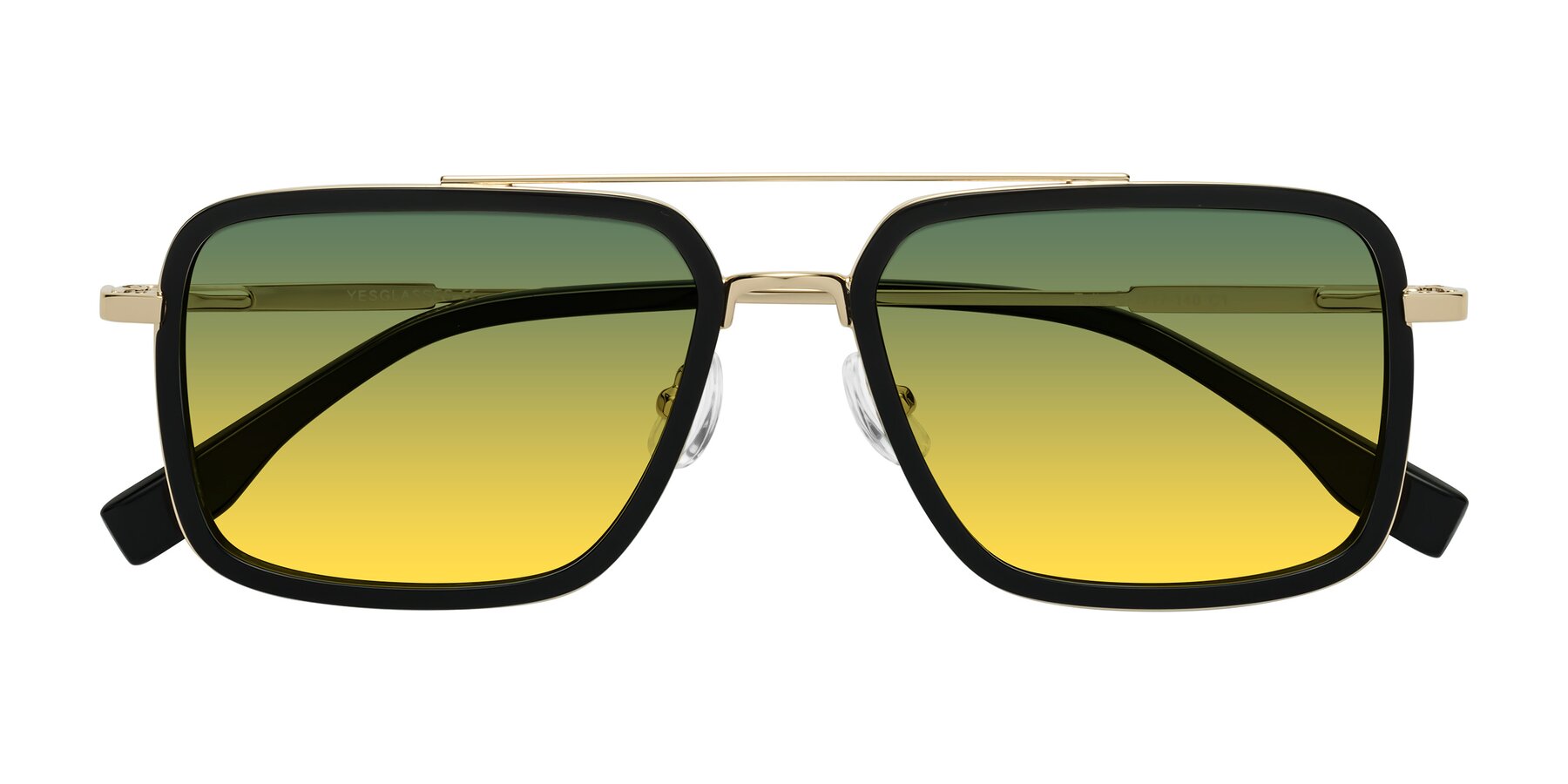 Folded Front of Tulip in Black-Gold with Green / Yellow Gradient Lenses