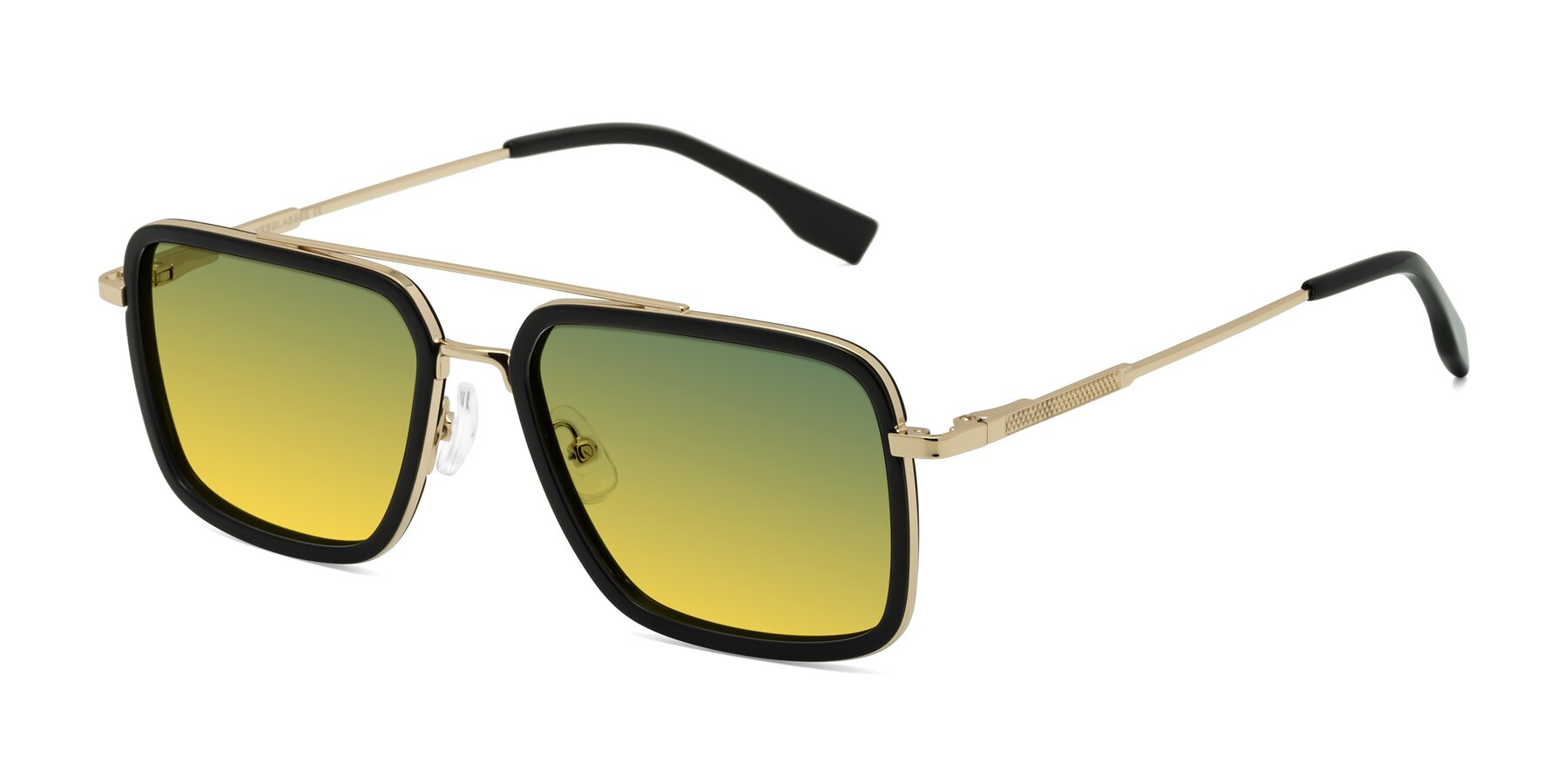 Angle of Tulip in Black-Gold with Green / Yellow Gradient Lenses