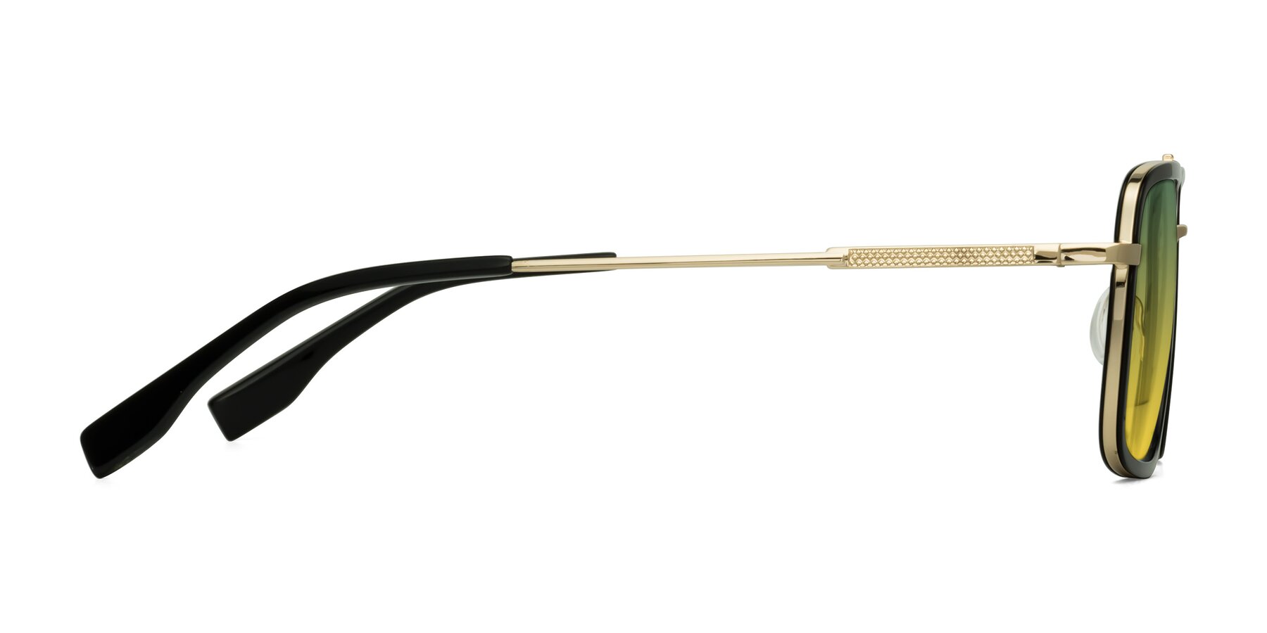 Side of Tulip in Black-Gold with Green / Yellow Gradient Lenses