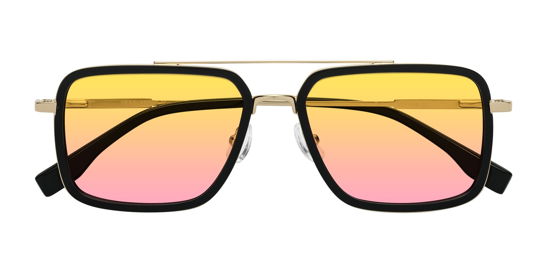 Folded Front of Tulip in Black-Gold with Yellow / Pink Gradient Lenses