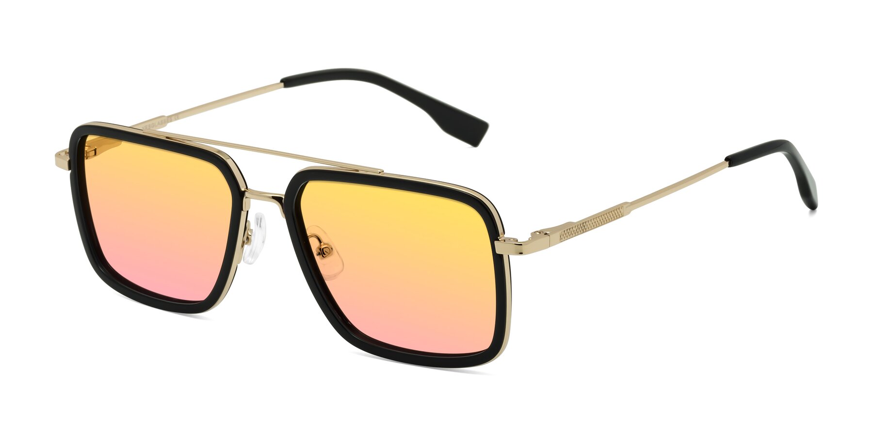 Angle of Tulip in Black-Gold with Yellow / Pink Gradient Lenses