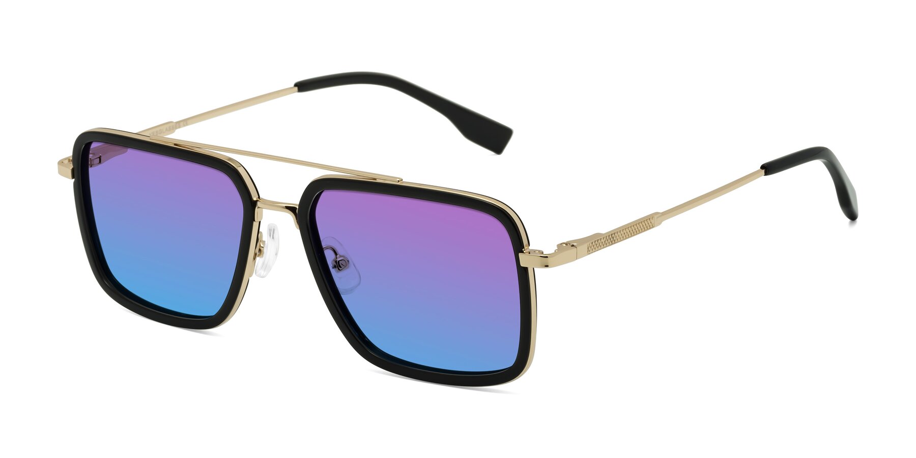 Angle of Tulip in Black-Gold with Purple / Blue Gradient Lenses