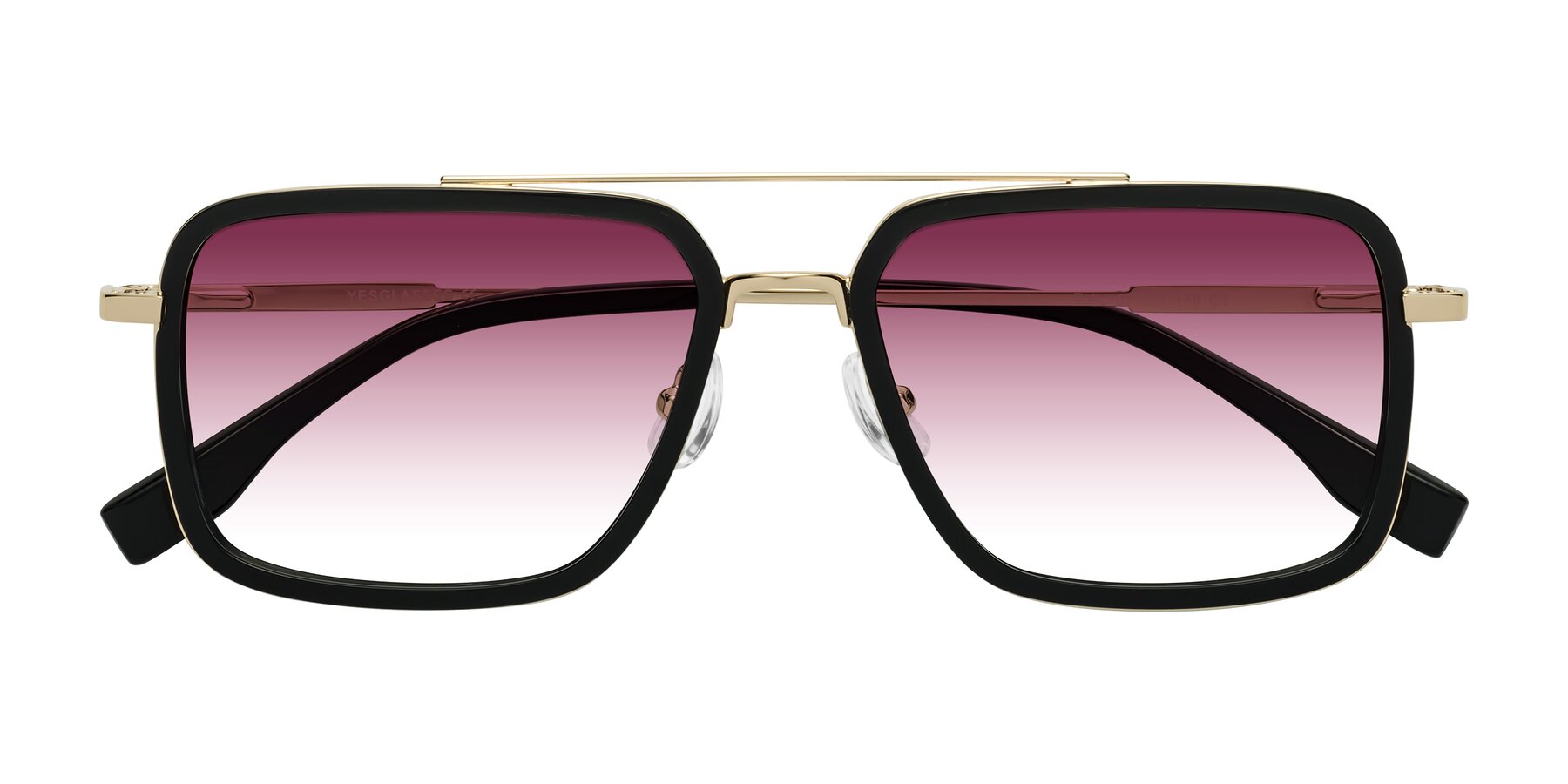 Folded Front of Tulip in Black-Gold with Wine Gradient Lenses