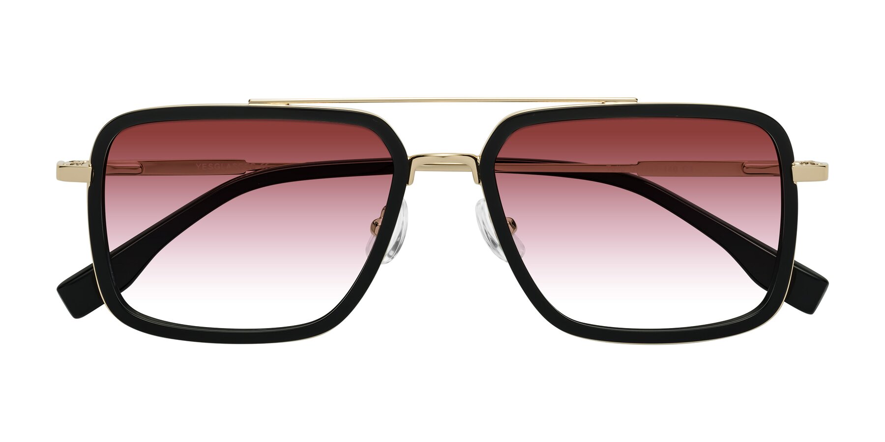 Folded Front of Tulip in Black-Gold with Garnet Gradient Lenses