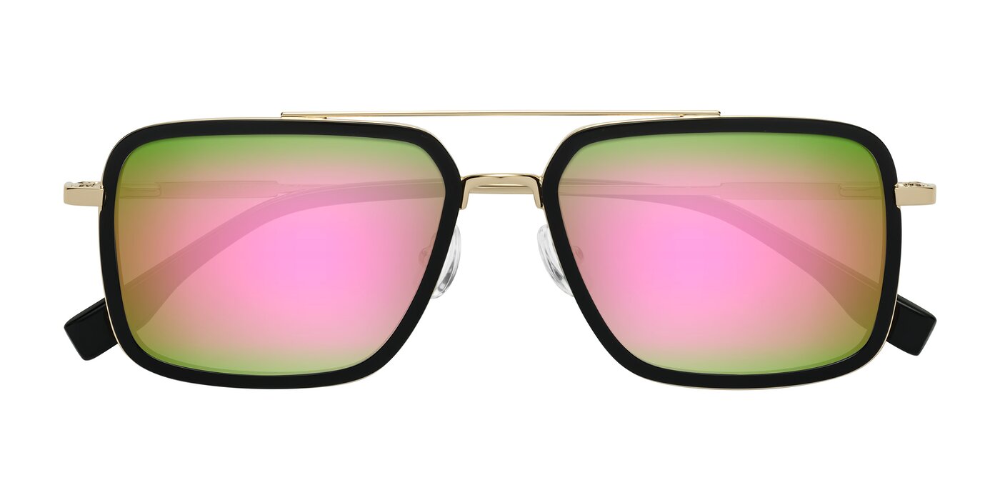 Tulip - Black/Gold Flash Mirrored Sunglasses