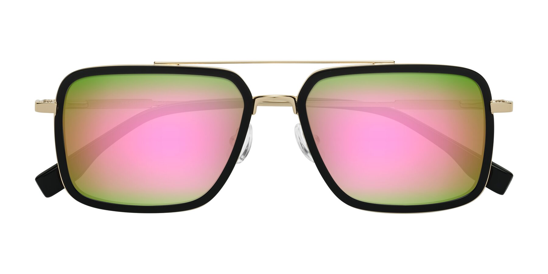 Folded Front of Tulip in Black-Gold with Pink Mirrored Lenses