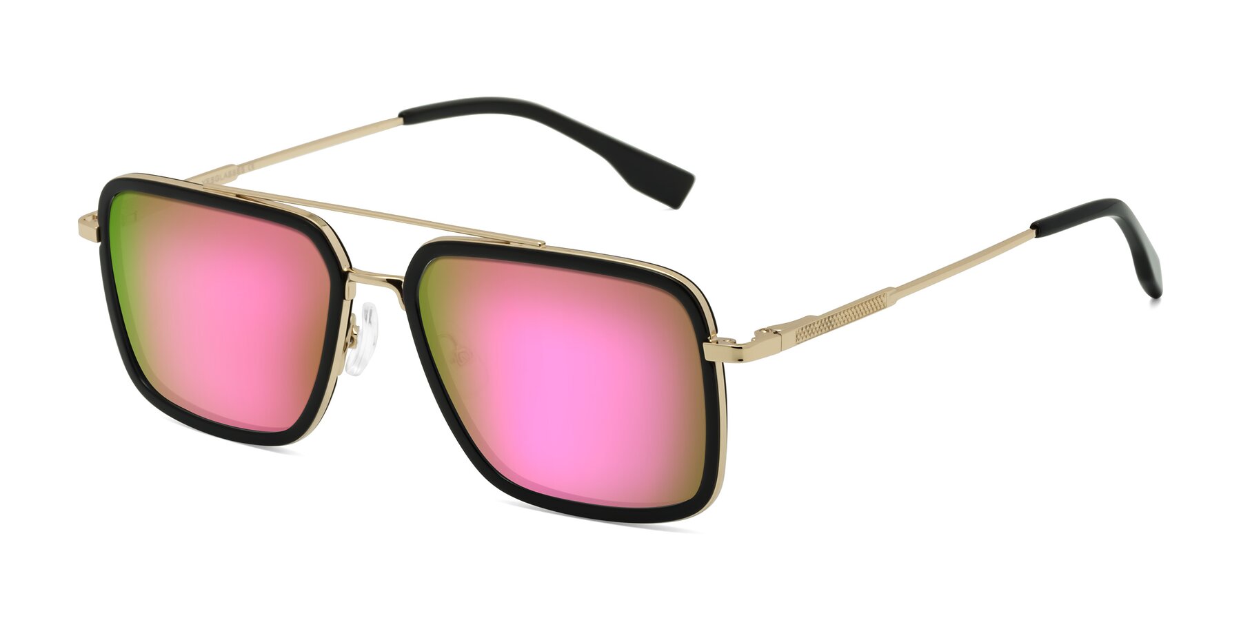 Angle of Tulip in Black-Gold with Pink Mirrored Lenses