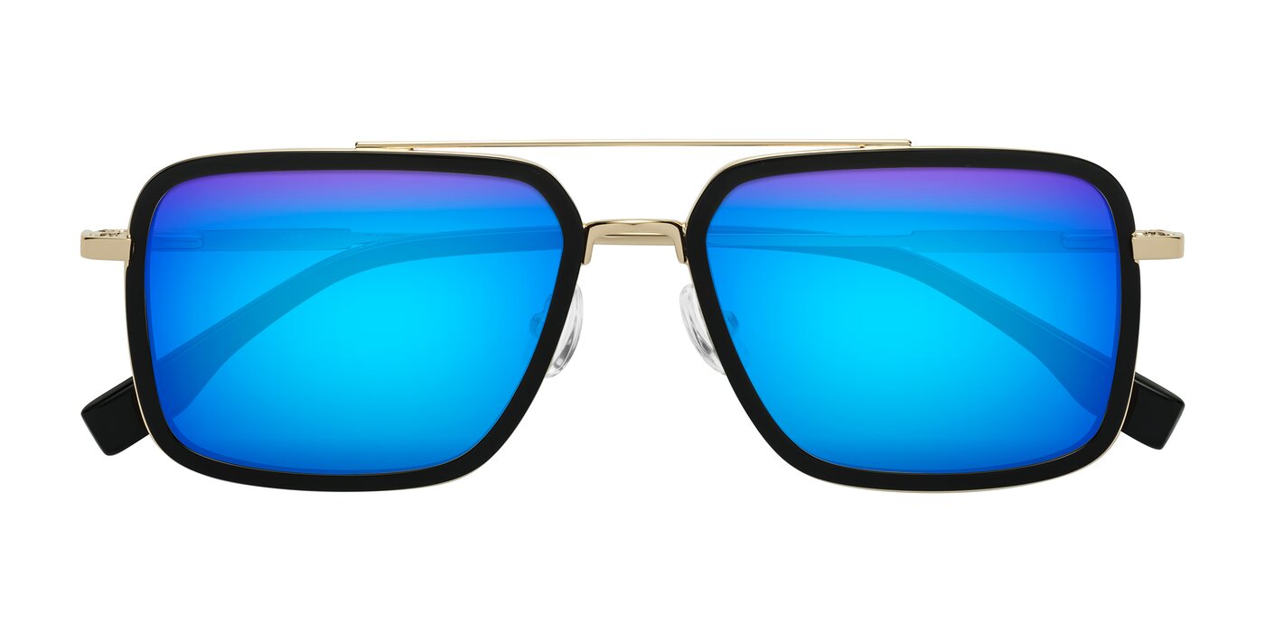 Tulip - Black / Gold Flash Mirrored Sunglasses