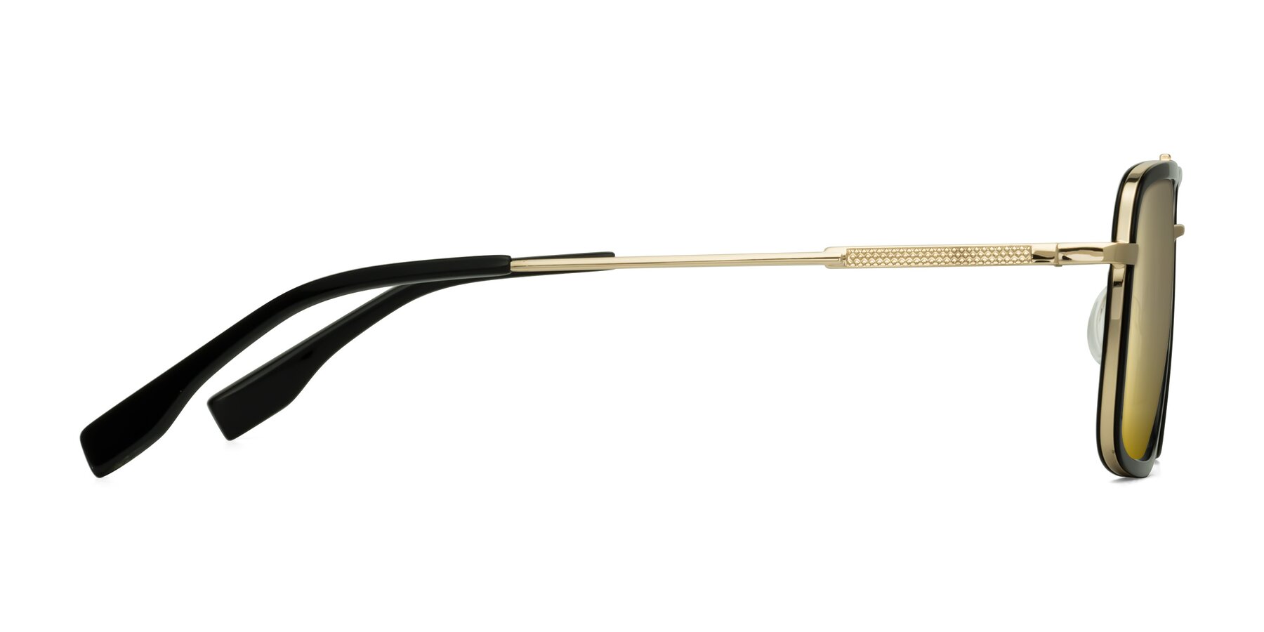 Side of Tulip in Black-Gold with Gold Mirrored Lenses