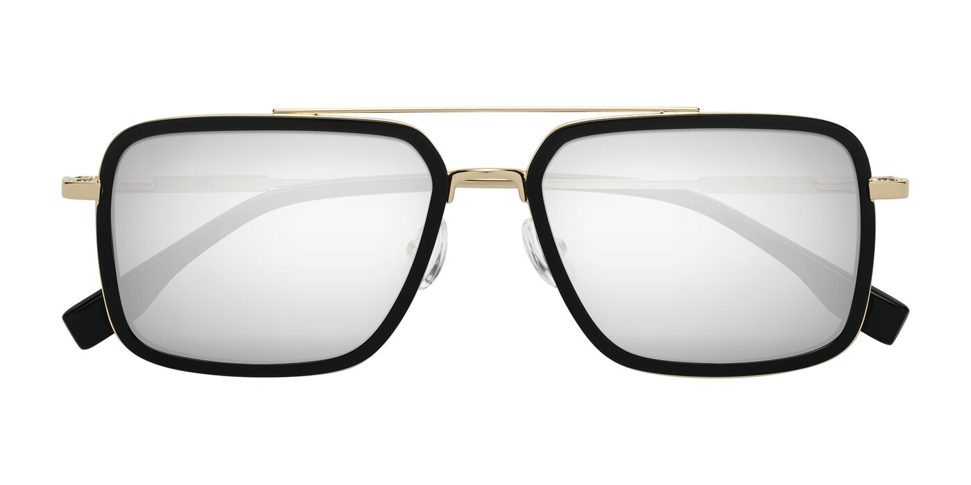 Tulip - Black / Gold Flash Mirrored Sunglasses