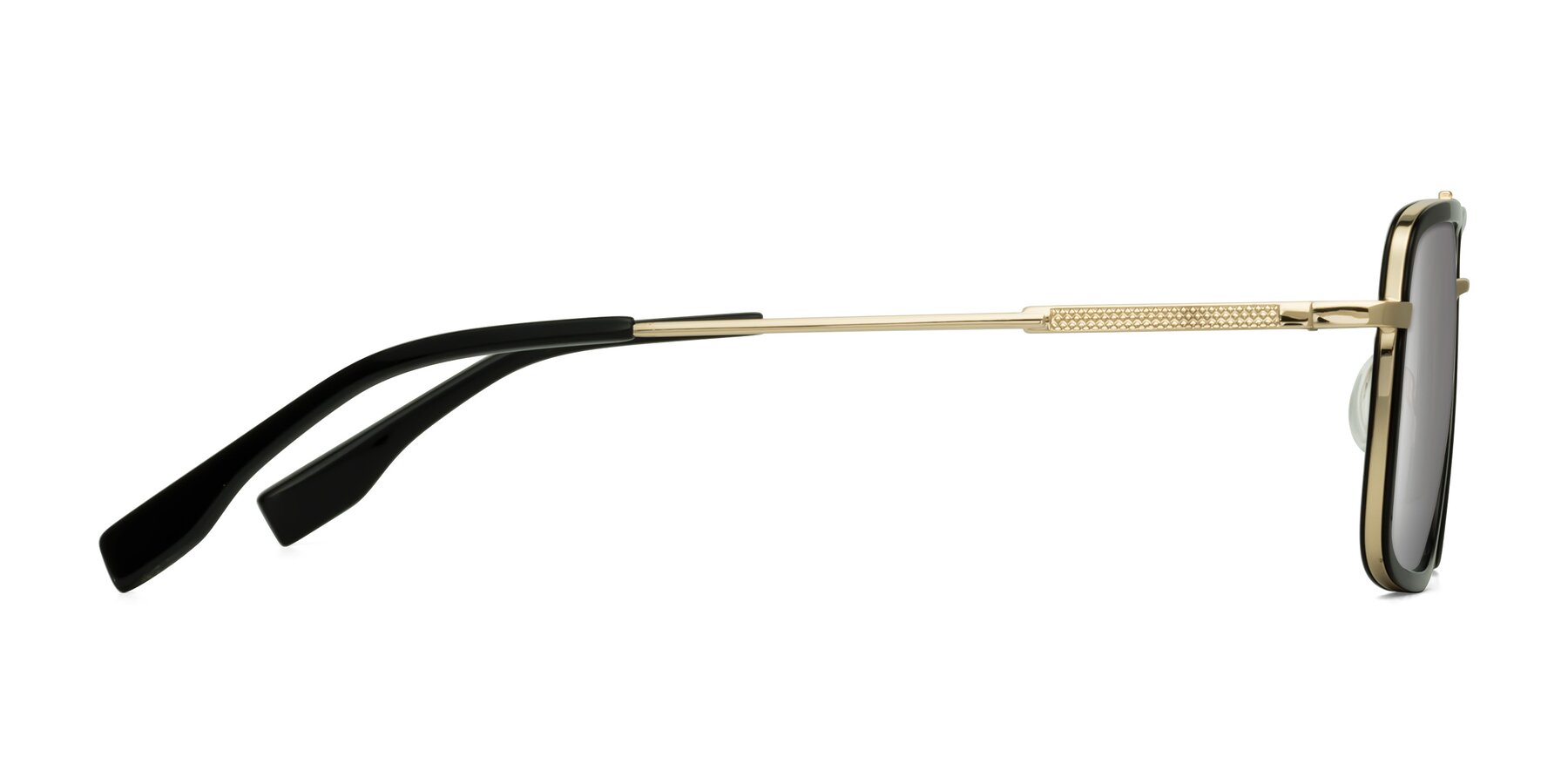 Side of Tulip in Black-Gold with Silver Mirrored Lenses