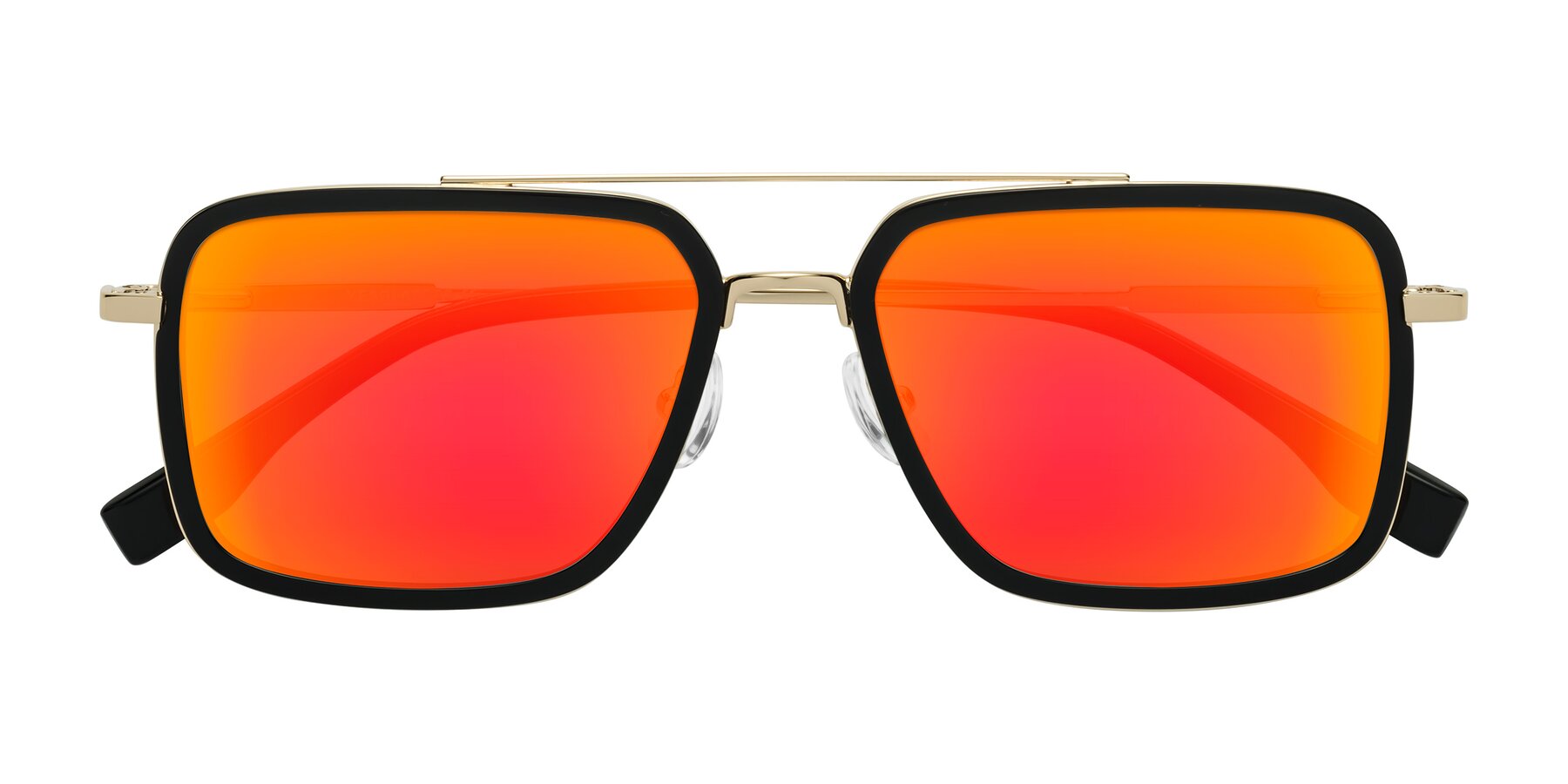 Folded Front of Tulip in Black-Gold with Red Gold Mirrored Lenses