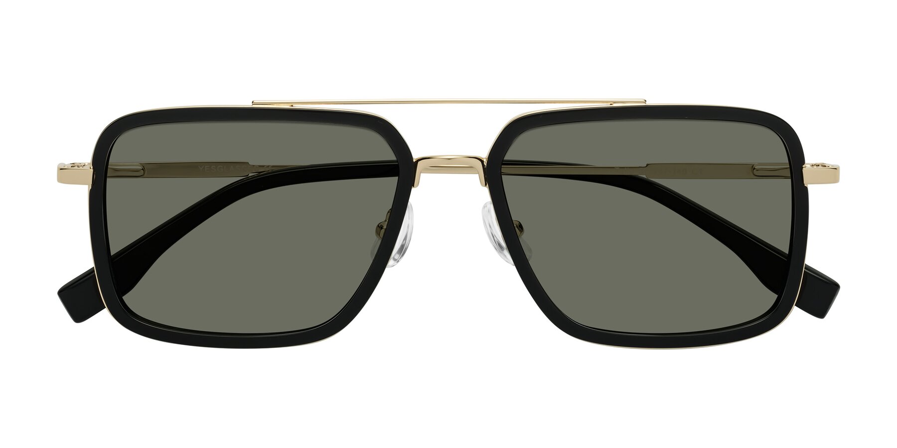 Folded Front of Tulip in Black-Gold with Gray Polarized Lenses