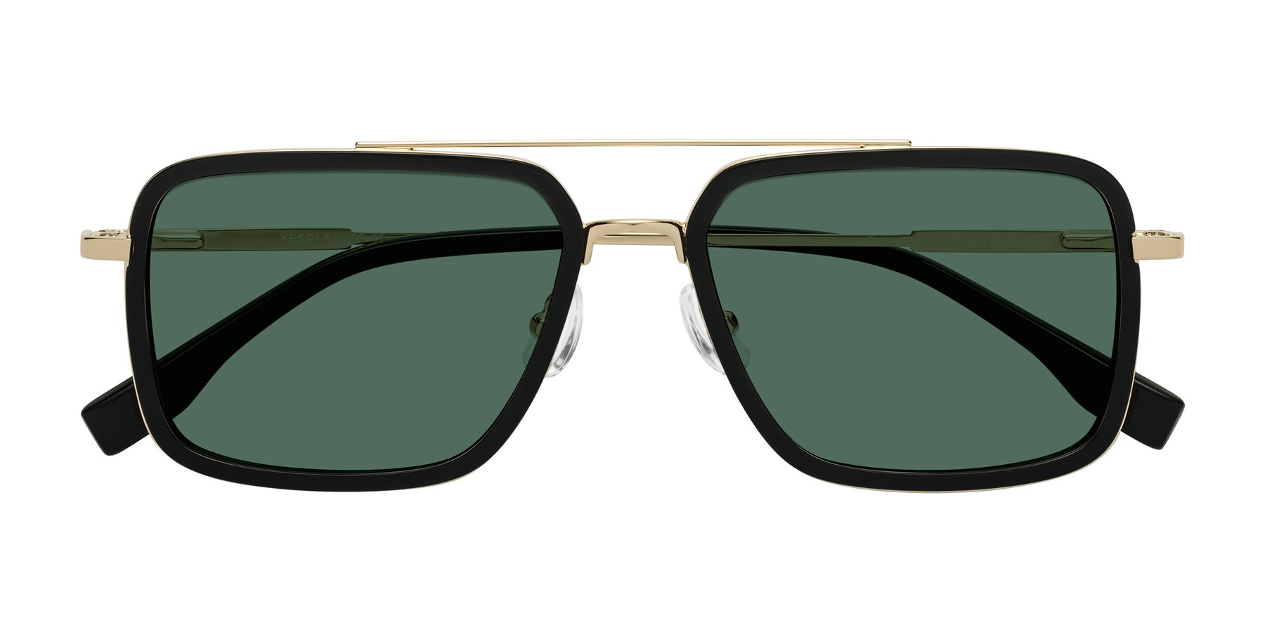 Folded Front of Tulip in Black-Gold with Green Polarized Lenses