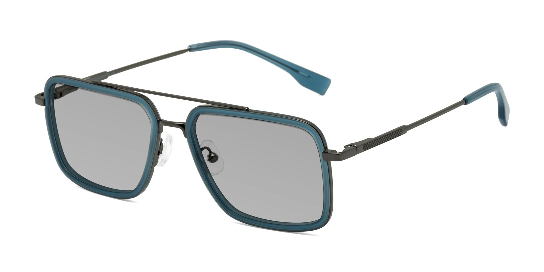 Angle of Tulip in Teal-Gunmetal with Light Gray Tinted Lenses