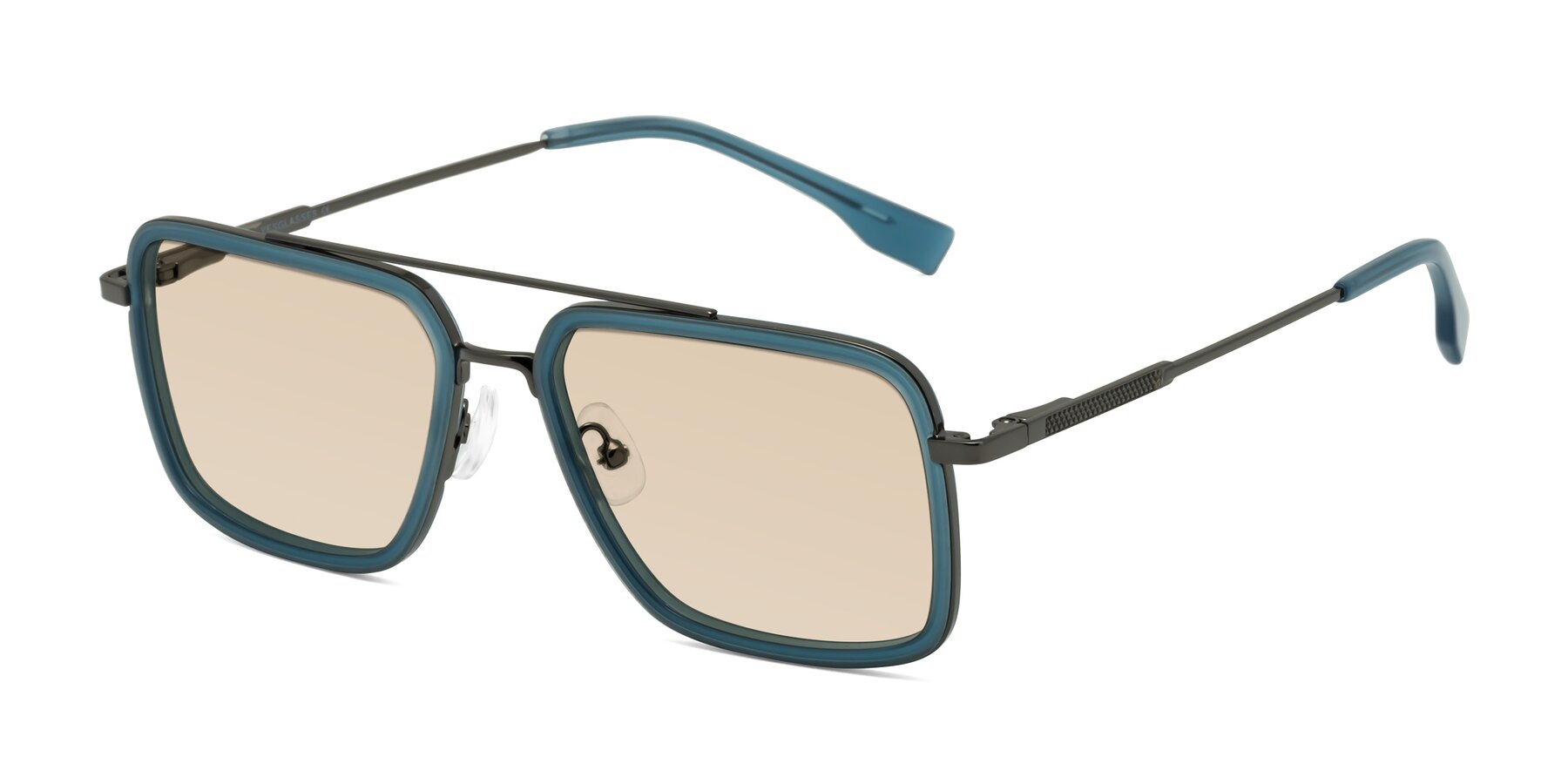 Angle of Tulip in Teal-Gunmetal with Light Brown Tinted Lenses