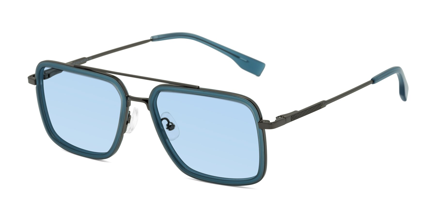 Angle of Tulip in Teal-Gunmetal with Light Blue Tinted Lenses