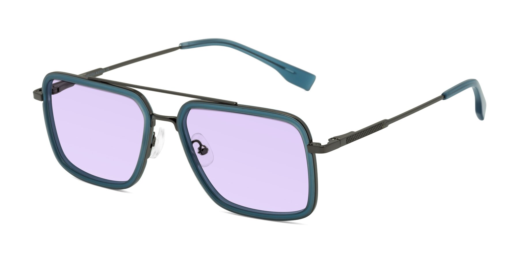 Angle of Tulip in Teal-Gunmetal with Light Purple Tinted Lenses