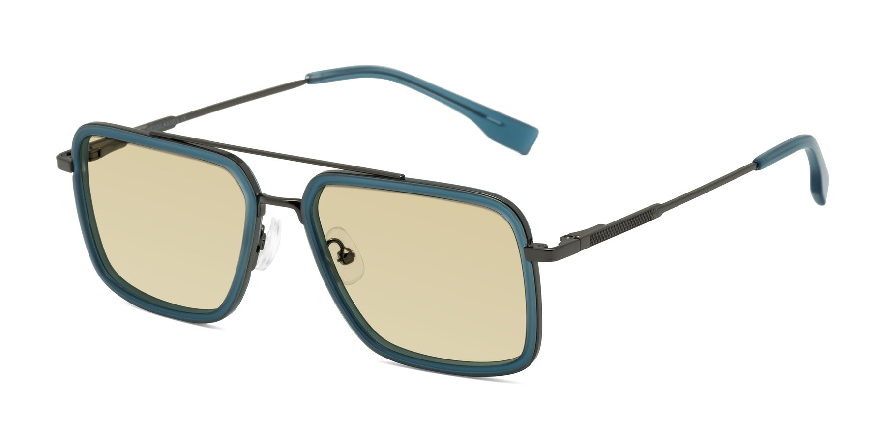 Angle of Tulip in Teal-Gunmetal with Light Champagne Tinted Lenses