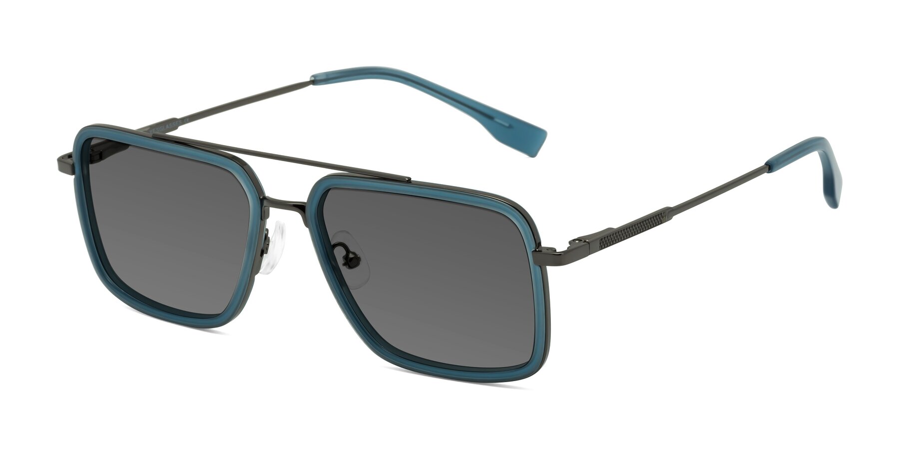 Angle of Tulip in Teal-Gunmetal with Medium Gray Tinted Lenses