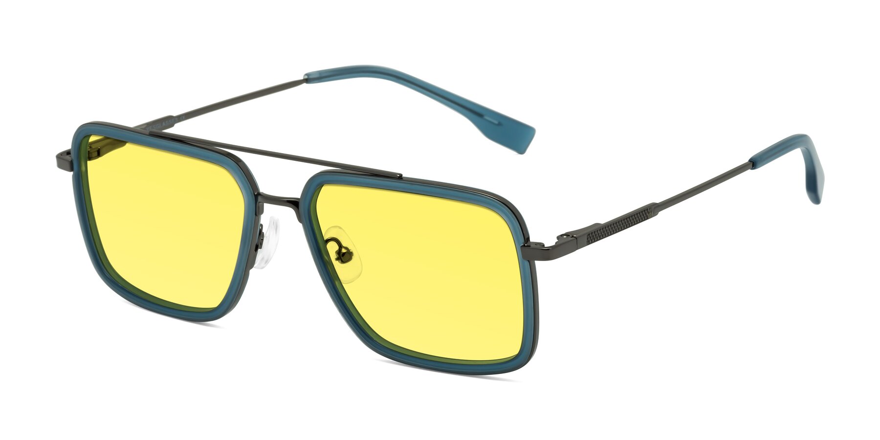 Angle of Tulip in Teal-Gunmetal with Medium Yellow Tinted Lenses