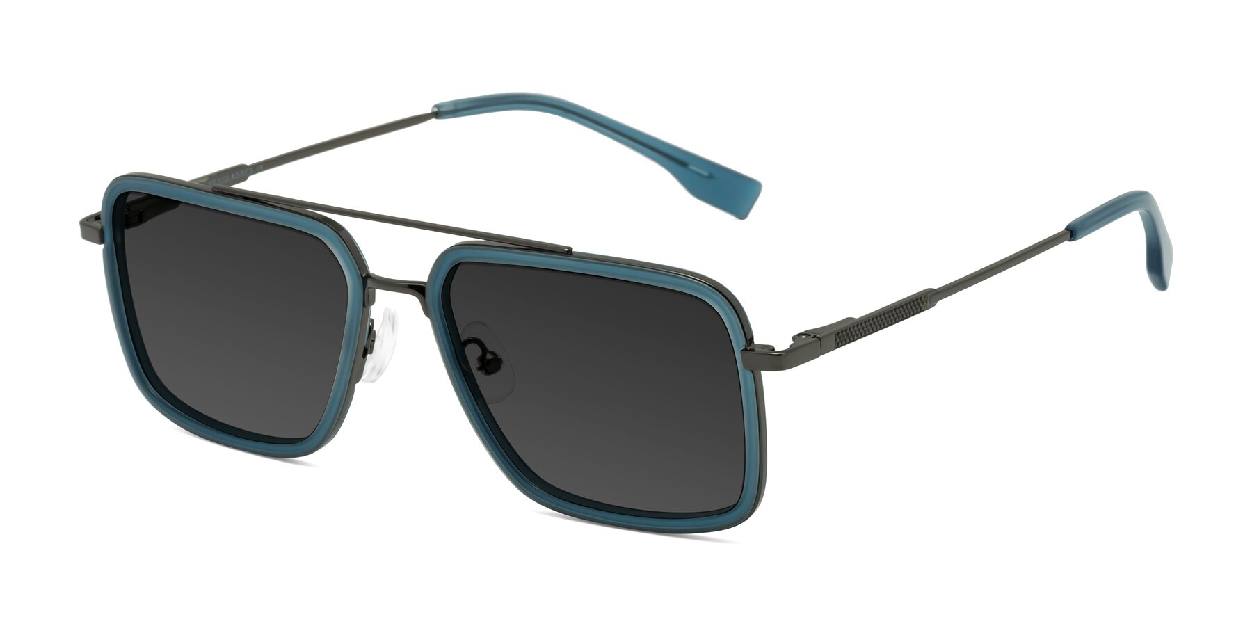 Angle of Tulip in Teal-Gunmetal with Gray Tinted Lenses