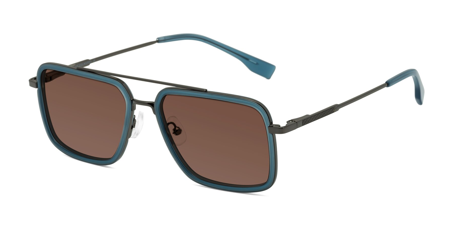 Angle of Tulip in Teal-Gunmetal with Brown Tinted Lenses