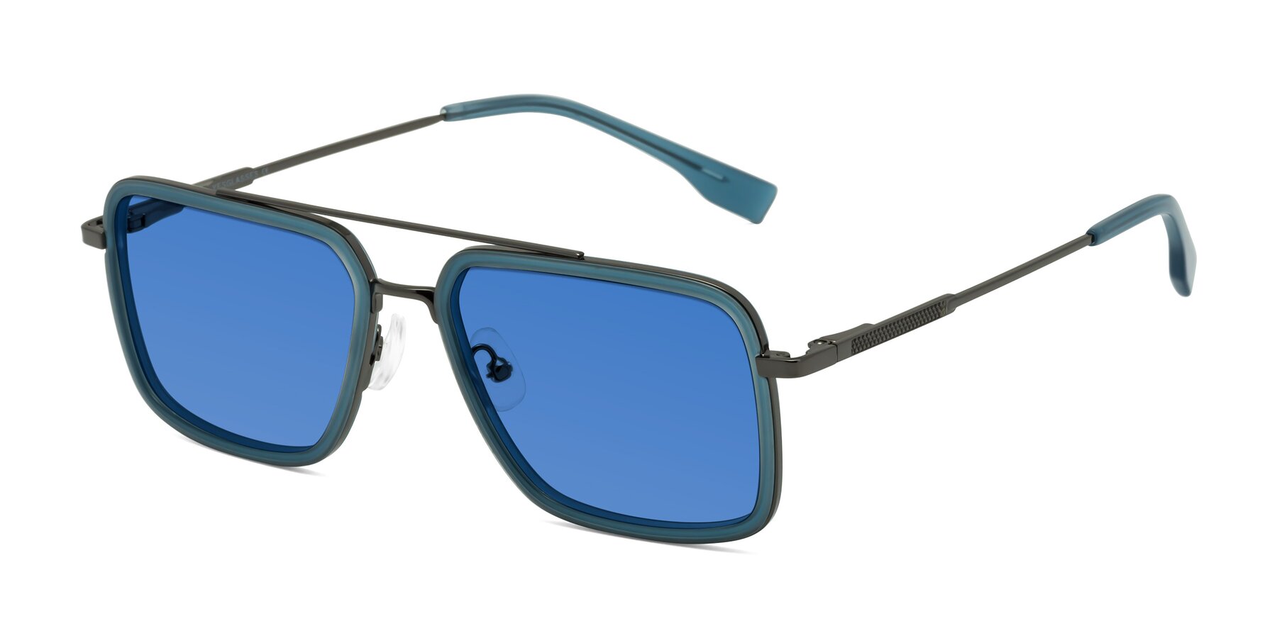 Angle of Tulip in Teal-Gunmetal with Blue Tinted Lenses