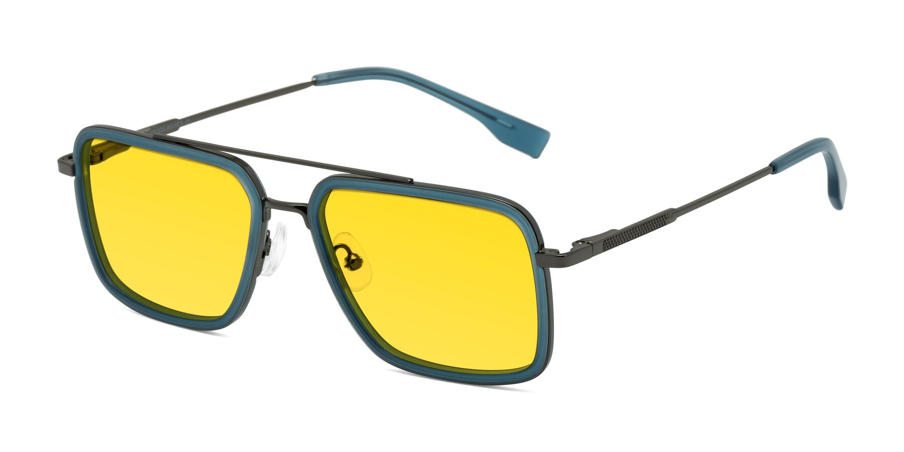 Angle of Tulip in Teal-Gunmetal with Yellow Tinted Lenses