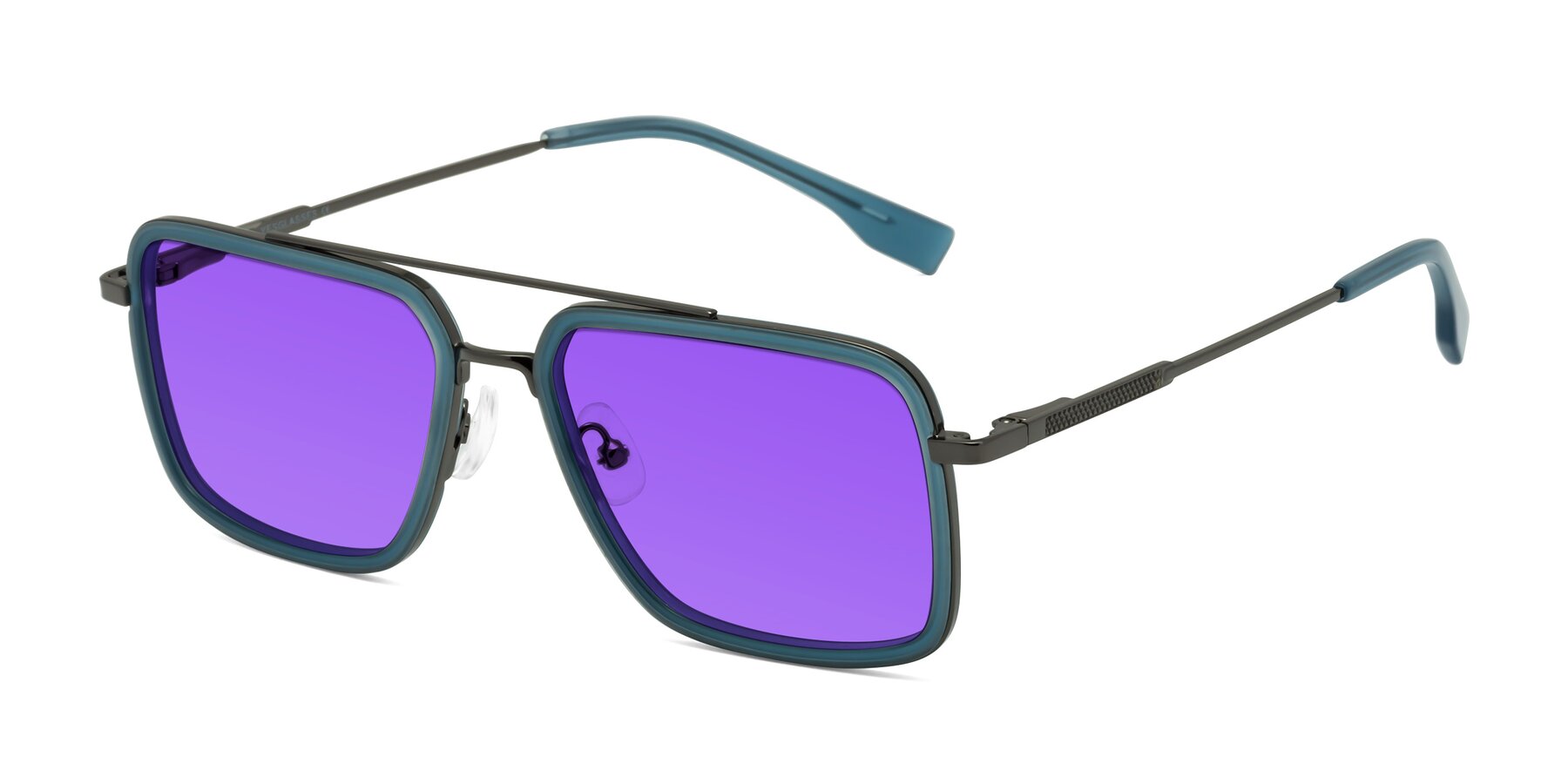 Angle of Tulip in Teal-Gunmetal with Purple Tinted Lenses