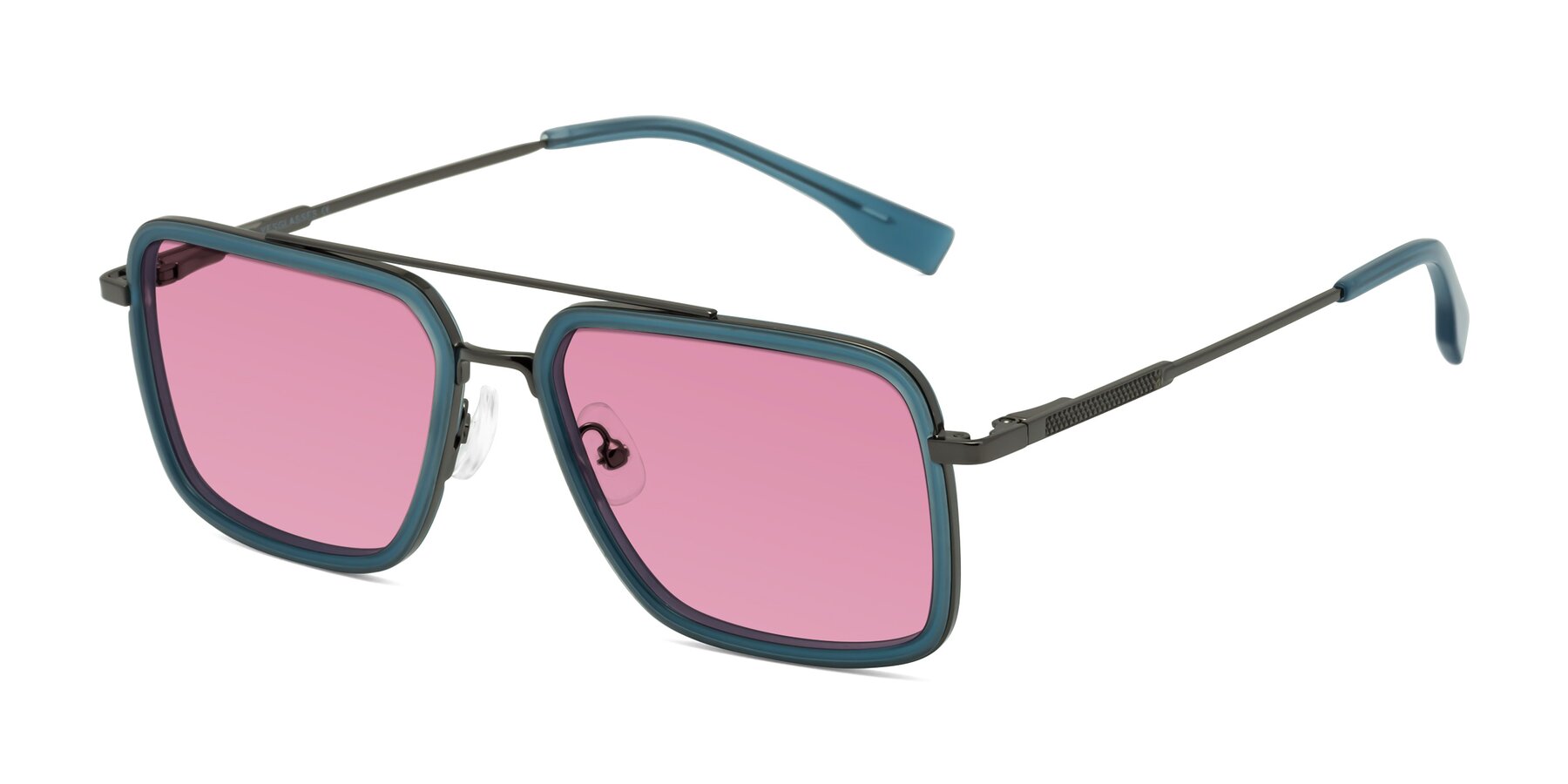 Angle of Tulip in Teal-Gunmetal with Medium Wine Tinted Lenses