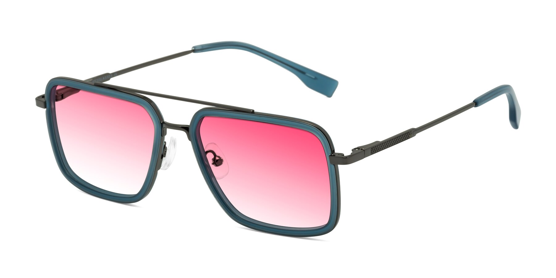 Angle of Tulip in Teal-Gunmetal with Pink Gradient Lenses