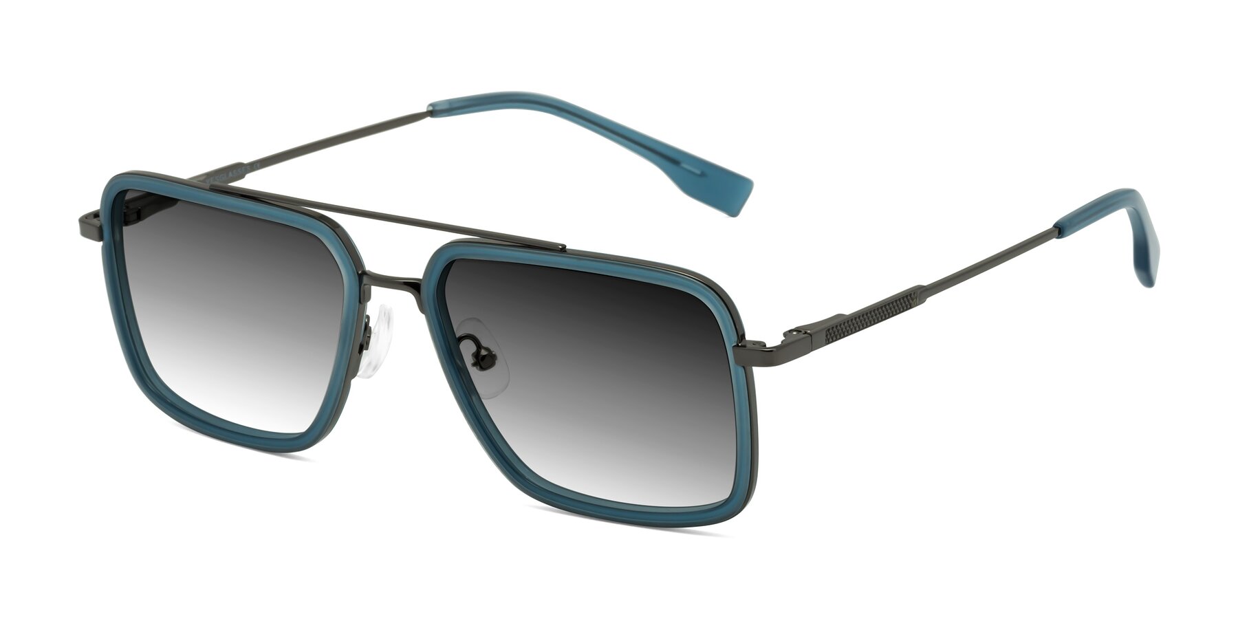 Angle of Tulip in Teal-Gunmetal with Gray Gradient Lenses