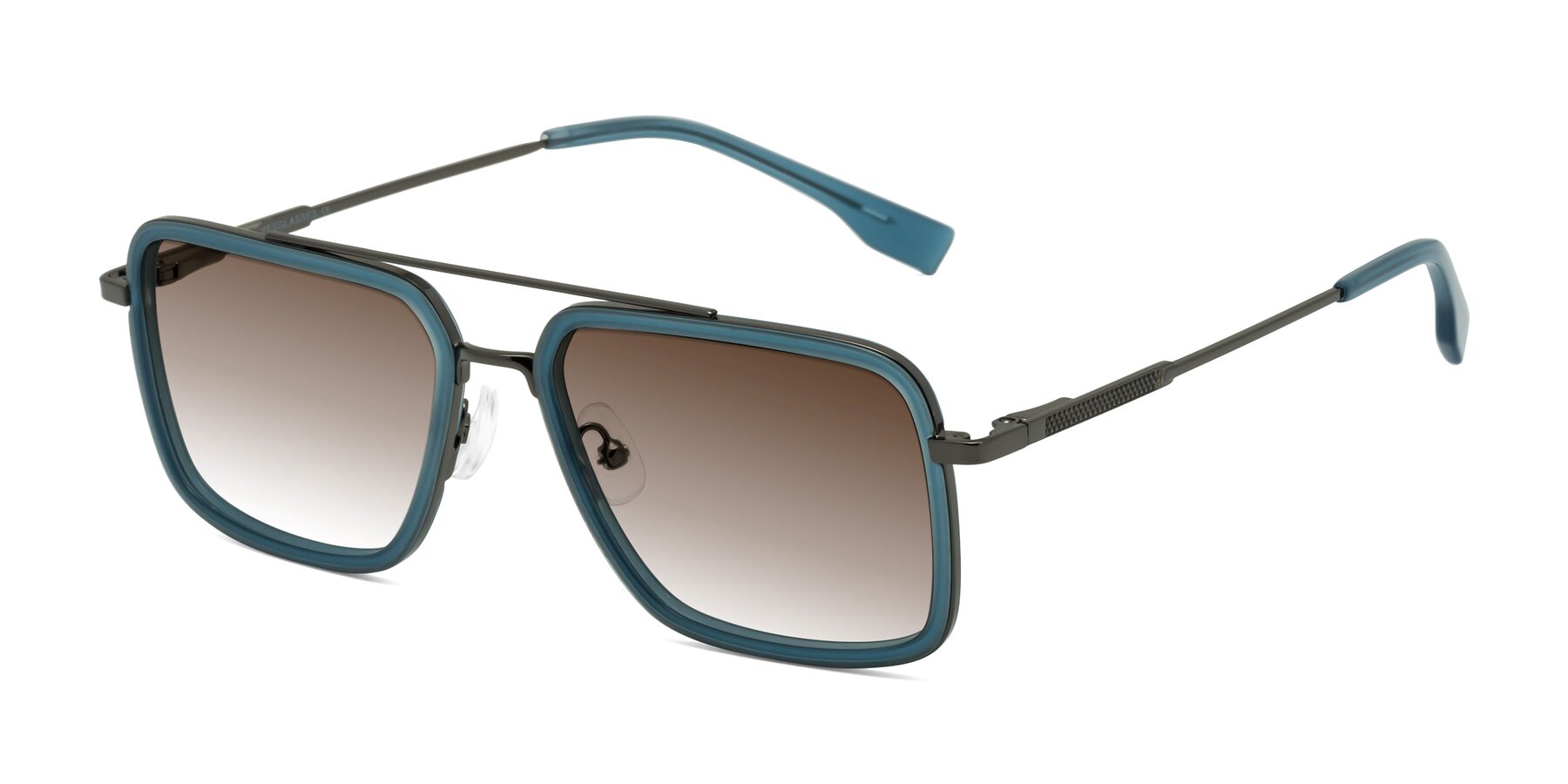 Angle of Tulip in Teal-Gunmetal with Brown Gradient Lenses