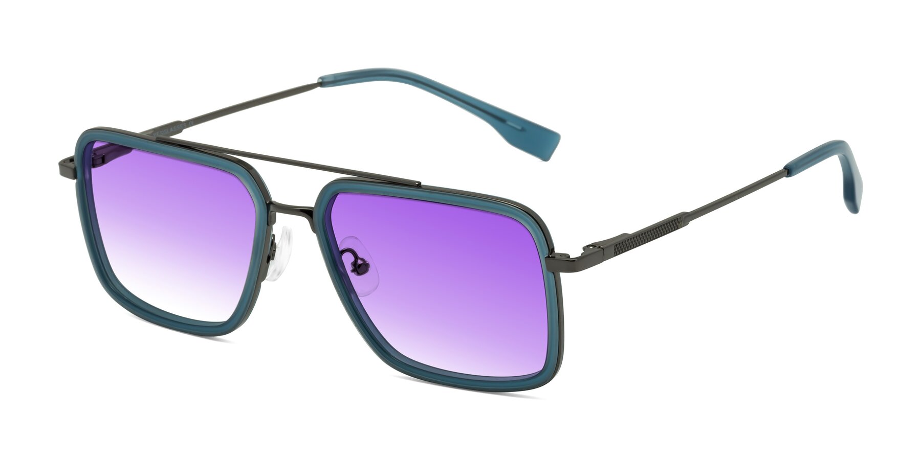 Angle of Tulip in Teal-Gunmetal with Purple Gradient Lenses