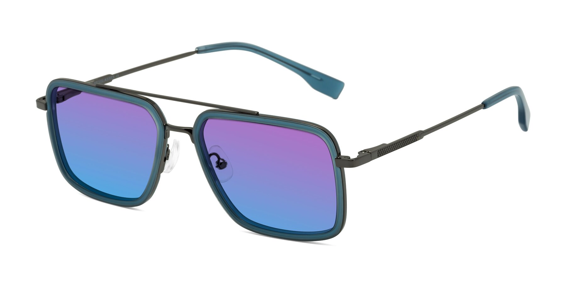 Angle of Tulip in Teal-Gunmetal with Purple / Blue Gradient Lenses