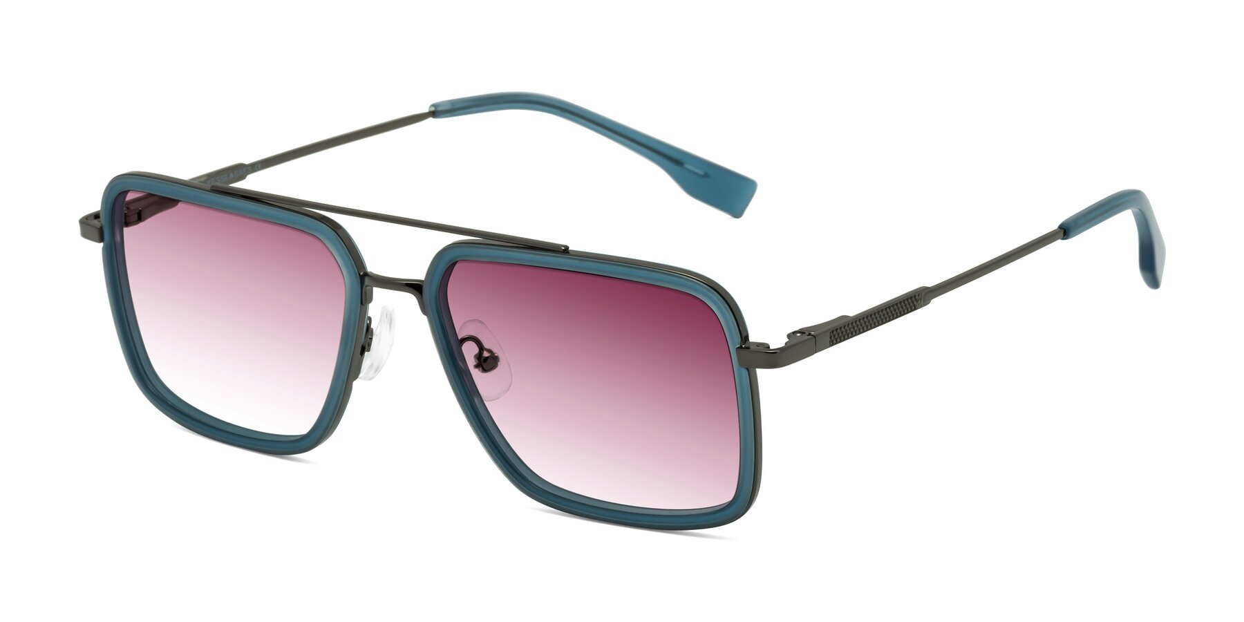 Angle of Tulip in Teal-Gunmetal with Wine Gradient Lenses