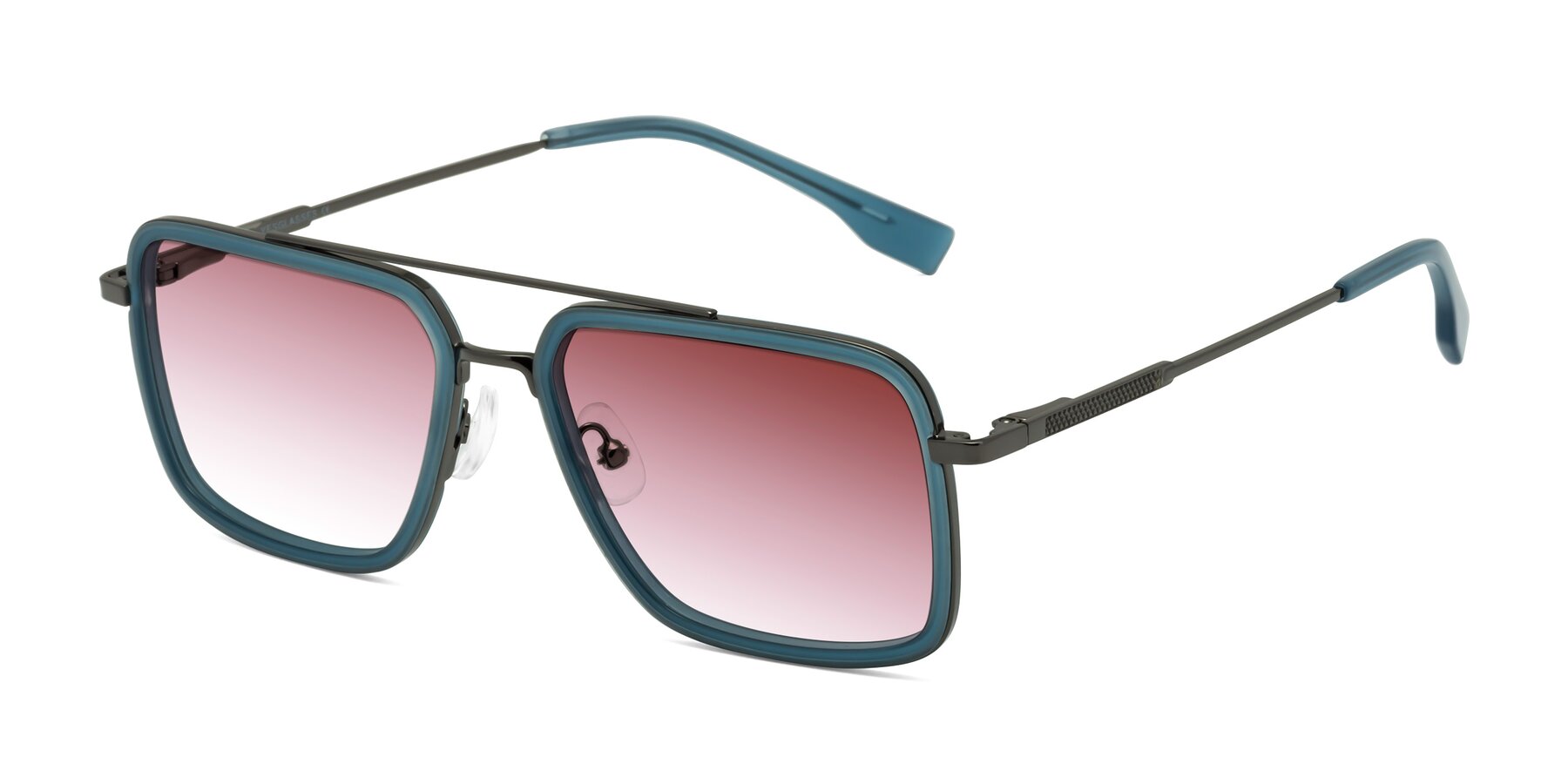 Angle of Tulip in Teal-Gunmetal with Garnet Gradient Lenses