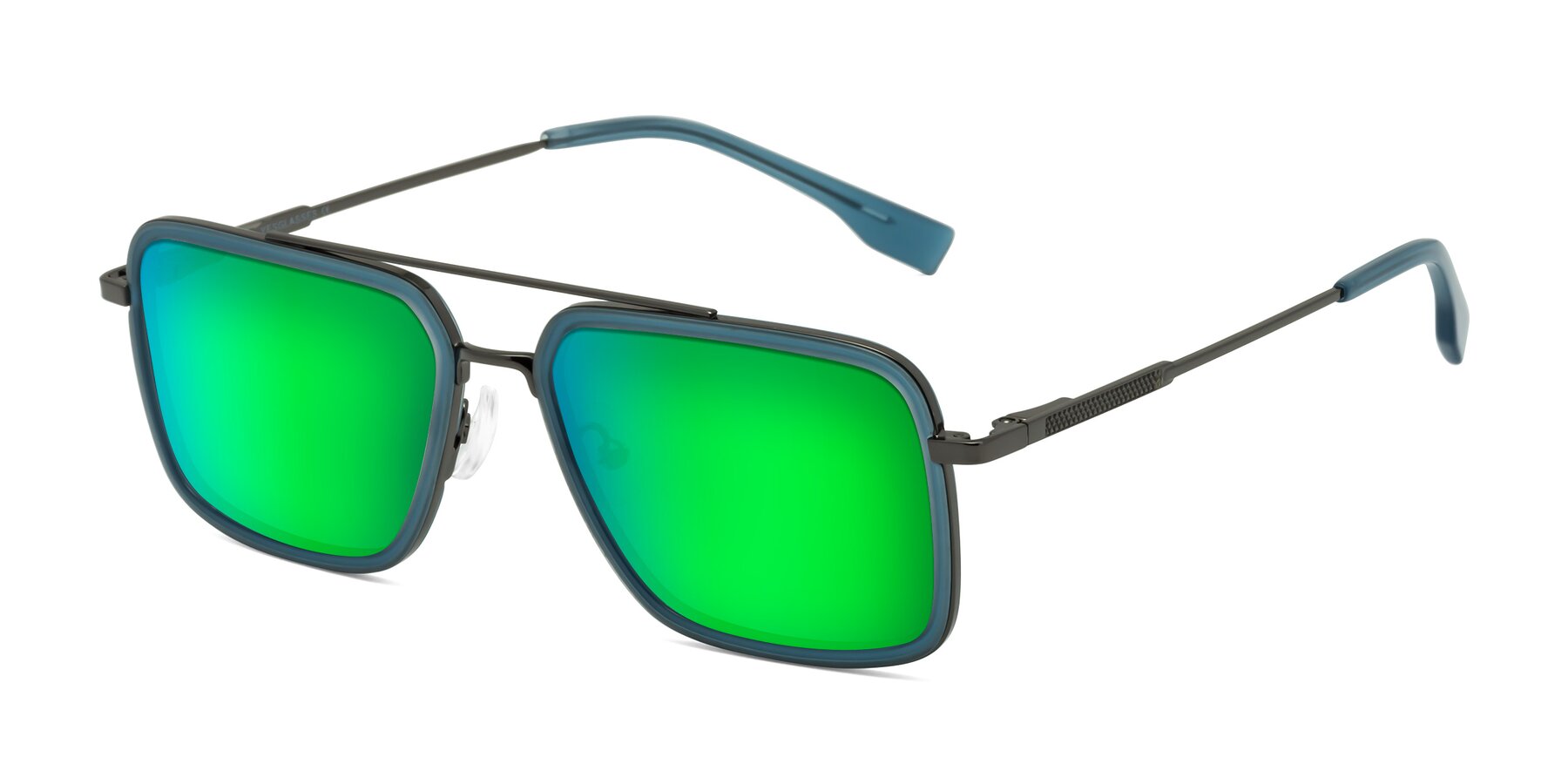 Angle of Tulip in Teal-Gunmetal with Green Mirrored Lenses